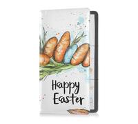 Pu Leather Car Registration & Insurance Card Holder Men Women Car Essentials for Documents, Cards, License Bunny Carrots Watercolor Eggs Happy Easter, Bunny Carrots Watercolor Eggs Happy Easter, One