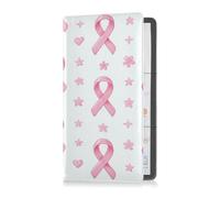 Pu Leather Car Registration & Insurance Card Holder Men Women Car Essentials for Driver License, Cards & Essential Documents Classic Pink Ribbon Pattern with Decorative Elements