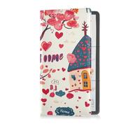 Pu Leather Car Registration & Insurance Card Holder Men Women vehicle Glove Box Organizer for Driver Auto Owners Trailer Motorcycle Boat Valentines Day Tree Love Heart Home Sweet Home