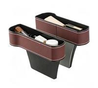 PU Leather Car Seat Gap Filler Organizer, Auto Console Side Storage Box with Cup Holders and 2 Hanging Hooks, Universal Vehicle Seat Side Pocket Holder for Sunglasses Key Small Accessories