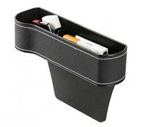 PU Leather Car Seat Gap Filler Organizer, Auto Console Side Storage Box with Cup Holders and 2 Hanging Hooks, Universal Vehicle Seat Side Pocket Holder for Sunglasses Key Small Accessories