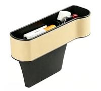 PU Leather Car Seat Gap Filler Organizer, Auto Console Side Storage Box with Cup Holders and 2 Hanging Hooks, Universal Vehicle Seat Side Pocket Holder for Sunglasses Key Small Accessories