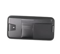 PU Leather Car Sunvisor Organizers with Sunglasses Slot, Black