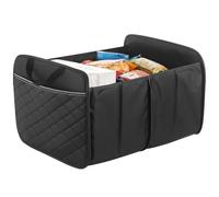 PU Leather Car Trunk Organizer, Large Capacity Collapsible Trunk Storage, Divided Compartments with Quick-Access Front Pocket, Foldable Waterproof Box for Car, Home, Camping, Fishing(50x42x32 cm)