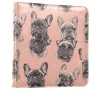 PU leather Cartoon Funny French Bulldog Dogs Peach Photo Album Binders Holds 3x5-8x10 Photos Picture Albums Self Adhesive Pages 20 sheets