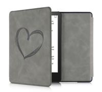 kwmobile Case Compatible with Amazon Kindle Paperwhite 11 Generation 2021 Case - Cover for Kindle Paperwhite Case w/Magnet - Brushed Heart Grey