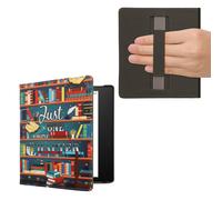 kwmobile Cover for Amazon Kindle Oasis 10. Generation Case - eReader Cover with hand strap and auto sleep funktion - Library Motto with Multicolor