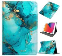 PU Leather Case for iPad A16 11 inch 2025 / iPad 10th Generation 10.9 inch 2022, Slim Folio Stand Cover with Auto Sleep/Wake, Shockproof Durable Case for Women Men Boys Girls, Cyan Marble