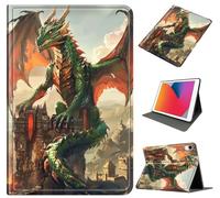 PU Leather Case for iPad A16 11 inch 2025 / iPad 10th Generation 10.9 inch 2022, Slim Folio Stand Cover with Auto Sleep/Wake, Shockproof Durable Case for Women Men Boys Girls, Green Fierce Dragon