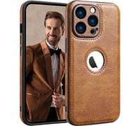 PU Leather Case for iPhone 14 Pro Max, Protective Case for Camera Lens, PU Leather Slim Luxurious Business Non-Slip Grip Robust Shockproof Full Body Protection Case for iPhone 14 Pro Max (Brown)