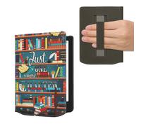 kwmobile Case Compatible with Pocketbook Verse/Verse Pro/Verse Color/Vivlio Light/Light HD Case - PU Cover w/Strap - Library Motto Multicolor
