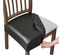 PU Leather Chair Seat Cover, Stretch Waterproof Seater Protector Cover, with Elastic Bottom, Removable Washable,A,2pcs