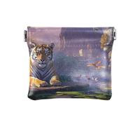 PU Leather Change Holder Easter Eggs Green Coin Purses Portable Pouch Change Wallet Organizers Size 4.3" X 3.7", Tigers Resting, One Size, Tigers Resting