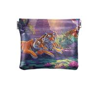 PU Leather Change Holder Easter Eggs Green Coin Purses Portable Pouch Change Wallet Organizers Size 4.3" X 3.7", Temple Tigers, One Size, Temple Tigers