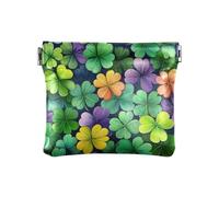 PU Leather Change Holder Easter Gnomes Coin Purses Pu Leather Change Purse for Women Size 4.3" X 3.7", Lucky Clover Green, One Size, Lucky Clover Green