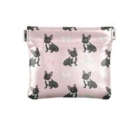 PU Leather Change Holder Flaming Football Lightning Black Coin Purses Waterproof Cosmetic Bag for Travel Size 4.3" X 3.7", French Bulldog Pink Bow, One Size, French Bulldog Pink Bow