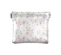 PU Leather Change Holder Flaming Football Lightning Black Coin Purses Waterproof Cosmetic Bag for Travel Size 4.3" X 3.7", Lavender Botanical Floral Cream, One Size, Lavender Botanical Floral Cream