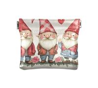 PU Leather Change Holder Kittens Baking Dough Brown Coin Purse Waterproof Cosmetic Bag for Travel Size 4.3" X 3.7", Cute Gnomes Valentine's Day, One Size, Cute Gnomes Valentine's Day