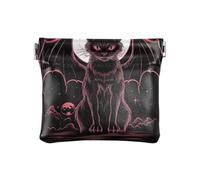 Pu Leather Change Purse Purse Makeup Pouch Cosmetic Bags Mini, Black Cat with Wings, Pattern