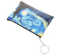 PU Leather Change Purse with Zipper and Key Ring, Small Coin Bag for Women | Oil Painting Sky Pattern, Handy Attachment for Keys, Suitable for Students, Commuters, Lip Balm and Everyday Bag Organisation