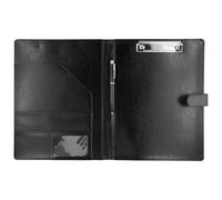 PU Leather Clipboard Folder, Portfolio Folder A4 with Cover, Multifunctional Conference Folder with Gel Pen, Document Compartment and Magnetic Closure, Suitable for School and Office, Black