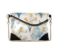 PU Leather Clutch Purses for Women Minimalist Style Change Purse Key Holder for Lady Vintage Easter Lily Daffodils Flowers