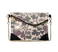 PU Leather Clutch Purses for Women Zipper Foldover Shoulder Bags for Party William Morris Grape Purple sobre de mano para mujer