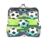 PU Leather Coin Purse Cartoon Retro Graffiti Football Bag with Kiss Lock
