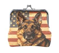 PU Leather Coin Purse Cartoon Retro Star Flag Doberman Pattern Bag with Kiss Lock