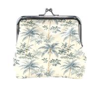 PU Leather Coin Purse Cartoon Retro Tropical Palm Grove Bag with Kiss Lock