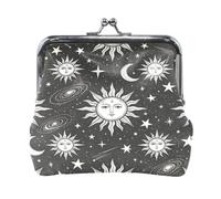 PU Leather Coin Purse Retro Cartoon Moon Person Bag with Kiss Lock