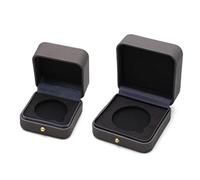 PU Leather Commemorative Coin Box Set, 2-Piece Gold and Silver Coin Storage with Flannel Lining and Gold Buckle Jewelry Accessories(Gray)