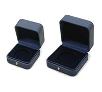 PU Leather Commemorative Coin Box Set, 2-Piece Gold and Silver Coin Storage with Flannel Lining and Gold Buckle Jewelry Accessories(Donker Blauw)