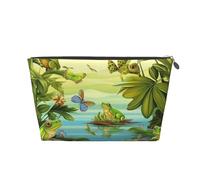 Pu Leather Cosmetic Bags Large Capacity Zipper Storage Case Frogs Sing Makeup Organizer Pouch Portable Travel Toiletry Bags for Women
