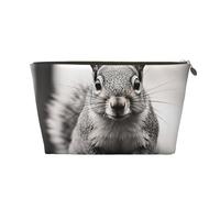Pu Leather Cosmetic Bags Large Capacity Zipper Storage Case Light Gray Squirrel Makeup Organizer Pouch Portable Travel Toiletry Bags for Women