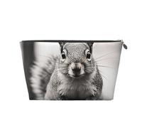 Pu Leather Cosmetic Bags Large Capacity Zipper Storage Case Light Gray Squirrel Makeup Organizer Pouch Portable Travel Toiletry Bags for Women