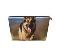 Pu Leather Cosmetic Bags Large Capacity Zipper Storage Case Runningan Shepherd Dog Makeup Organizer Pouch Portable Travel Toiletry Bags for Women