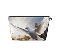 Pu Leather Cosmetic Bags Large Capacity Zipper Storage Case White Dove Flying in The Sun Makeup Organizer Pouch Portable Travel Toiletry Bags for Women