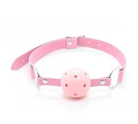 Pu Leather Couple Gag Ball Bondage Restraints Open Mouth Sex Harness Strap BDSM Gag Toy for Women Cosplay Adjustable Breathable Restraints Pink One Size
