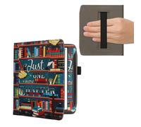 kwmobile Case Compatible with Pocketbook Era/Era Color/Era Lite - PU Leather Cover with Magnetic Closure, Strap, Front Pocket - Library Motto Multicolor