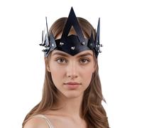 PU Leather Crown for Men Women Transgender, Kings and Queens Costume Gay Pride Month Headpiece Punk Crown Carnival Rave Circuit Party Christmas Night Club Headdress