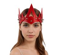 PU Leather Crown for Men Women Transgender, Kings and Queens Costume Gay Pride Month Headpiece Punk Crown Carnival Rave Circuit Party Christmas Night Club Headdress