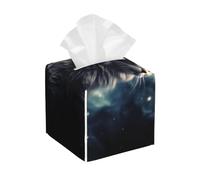 Pu Leather Cube Tissue Box Holders Modern Waterproof Square Tissue Box Cover A Cat In A Nebula Facial Paper Holder For Bathroom Kitchen Nightstand Office Home Decor