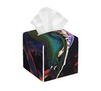 Pu Leather Cube Tissue Box Holders Modern Waterproof Square Tissue Box Cover A Colorful Tropical Sea Turtle Facial Paper Holder For Bathroom Kitchen Nightstand Office Home Decor