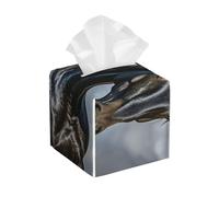 Pu Leather Cube Tissue Box Holders Modern Waterproof Square Tissue Box Cover A Dark Horse Facial Paper Holder for Bathroom Kitchen Nightstand Office Home Decor