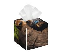 Pu Leather Cube Tissue Box Holders Modern Waterproof Square Tissue Box Cover A Little Yorkshire Terrier Nestled In A Tree Hole Facial Paper Holder For Bathroom Kitchen Nightstand Office Home Decor