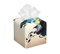 Pu Leather Cube Tissue Box Holders Modern Waterproof Square Tissue Box Cover Abstract World Map Facial Paper Holder for Bathroom Kitchen Nightstand Office Home Decor