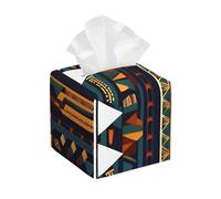 Pu Leather Cube Tissue Box Holders Modern Waterproof Square Tissue Box Cover African Ethnic Pattern Facial Paper Holder for Bathroom Kitchen Nightstand Office Home Decor