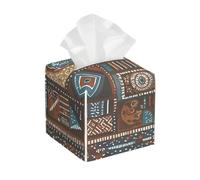 Pu Leather Cube Tissue Box Holders Modern Waterproof Square Tissue Box Cover African Mud Cloth Tribal Facial Paper Holder for Bathroom Kitchen Nightstand Office Home Decor