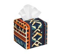 Pu Leather Cube Tissue Box Holders Modern Waterproof Square Tissue Box Cover African National Patterns Facial Paper Holder for Bathroom Kitchen Nightstand Office Home Decor